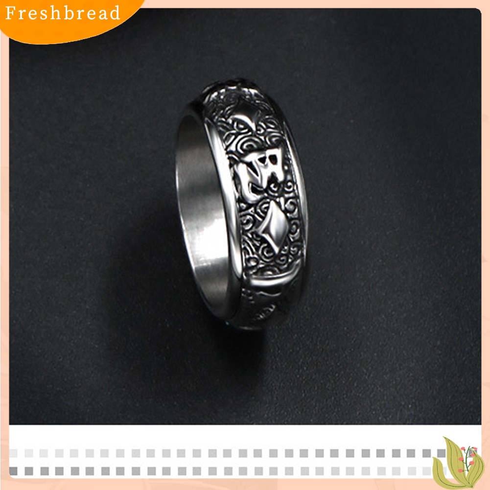 &lt; Freshbread &gt; Desain Buddhisme Berputar Cincin Jari Lebar Man Charm Perhiasan Dekorasi Hadiah