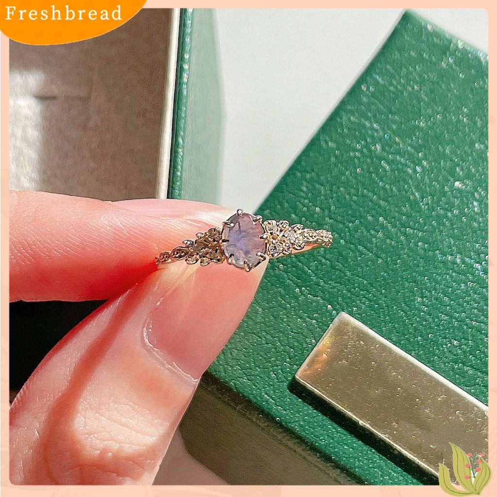 &lt; Freshbread &gt; Wanita Cincin Electroplating Shiny Daun Zaitun Pengerjaan Halus Menawan Dekorasi Unfading Sparkling Cubic Zirconia Engagement Ring Jewelry Anniversary