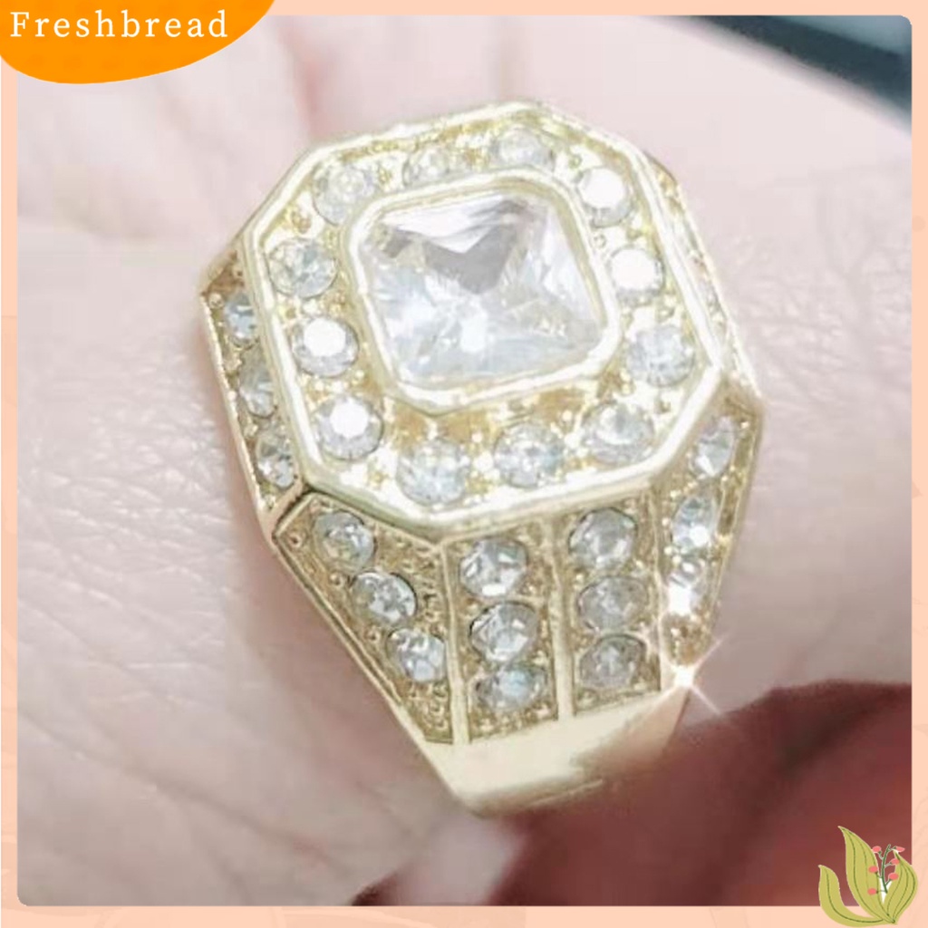 &lt; Freshbread &gt; Pria Cincin Cubic Zirconia Hip Hop Perhiasan Sparkling Fashion Penampilan Pernikahan Band Ring Untuk Pernikahan