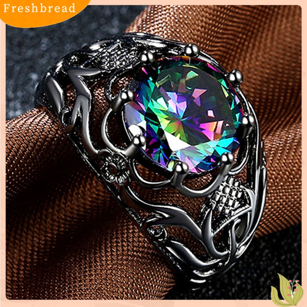 &lt; Freshbread &gt; Unisex Cincin Berongga Keluar Permata Imitasi Pria Wanita Vintage Ukiran Jari Cincin Hadiah Hari Kasih Sayang