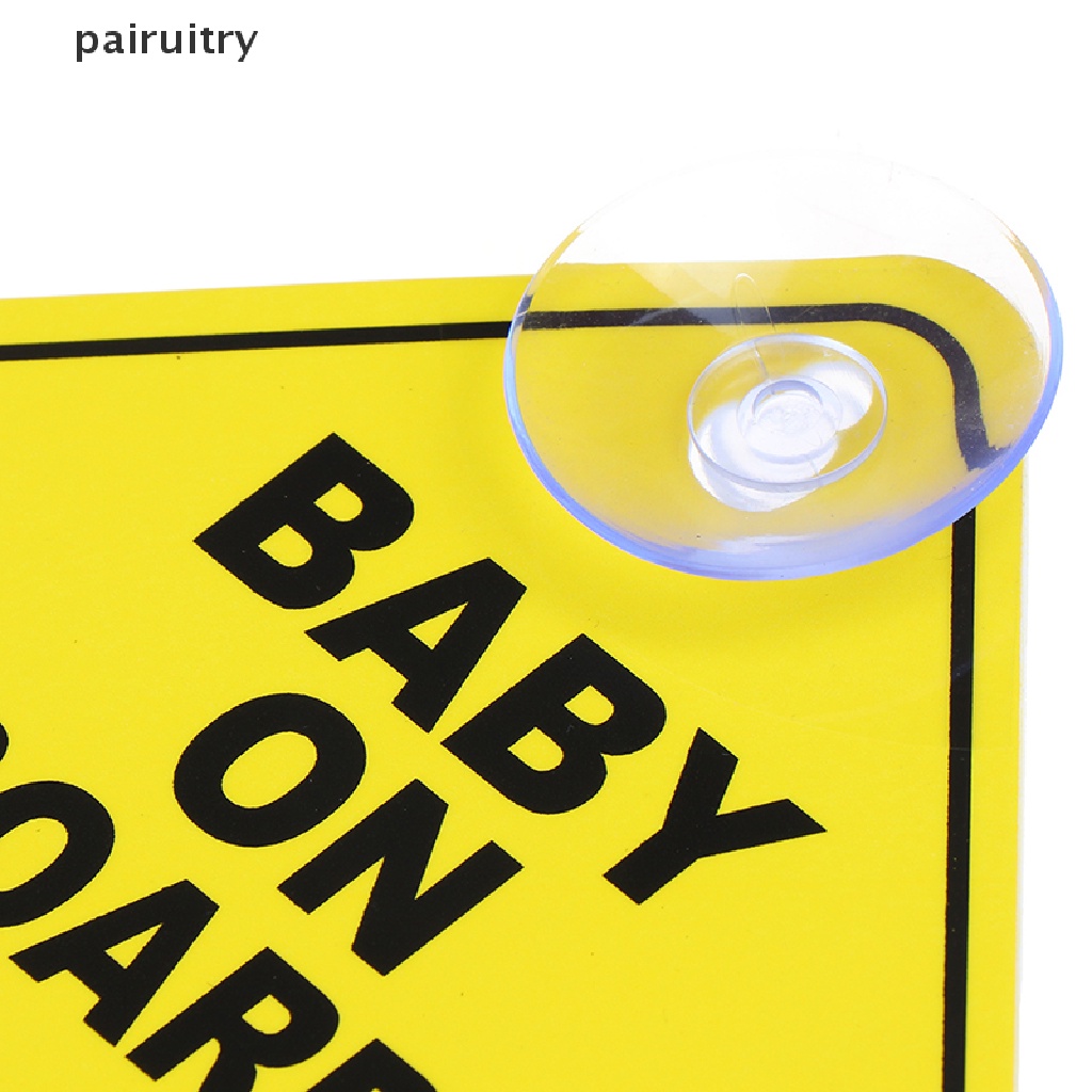 Prt Baby On Board SAFETY Jendela Mobil Suction Cup Kuning Reflektif Warning Sign 12CM PRT