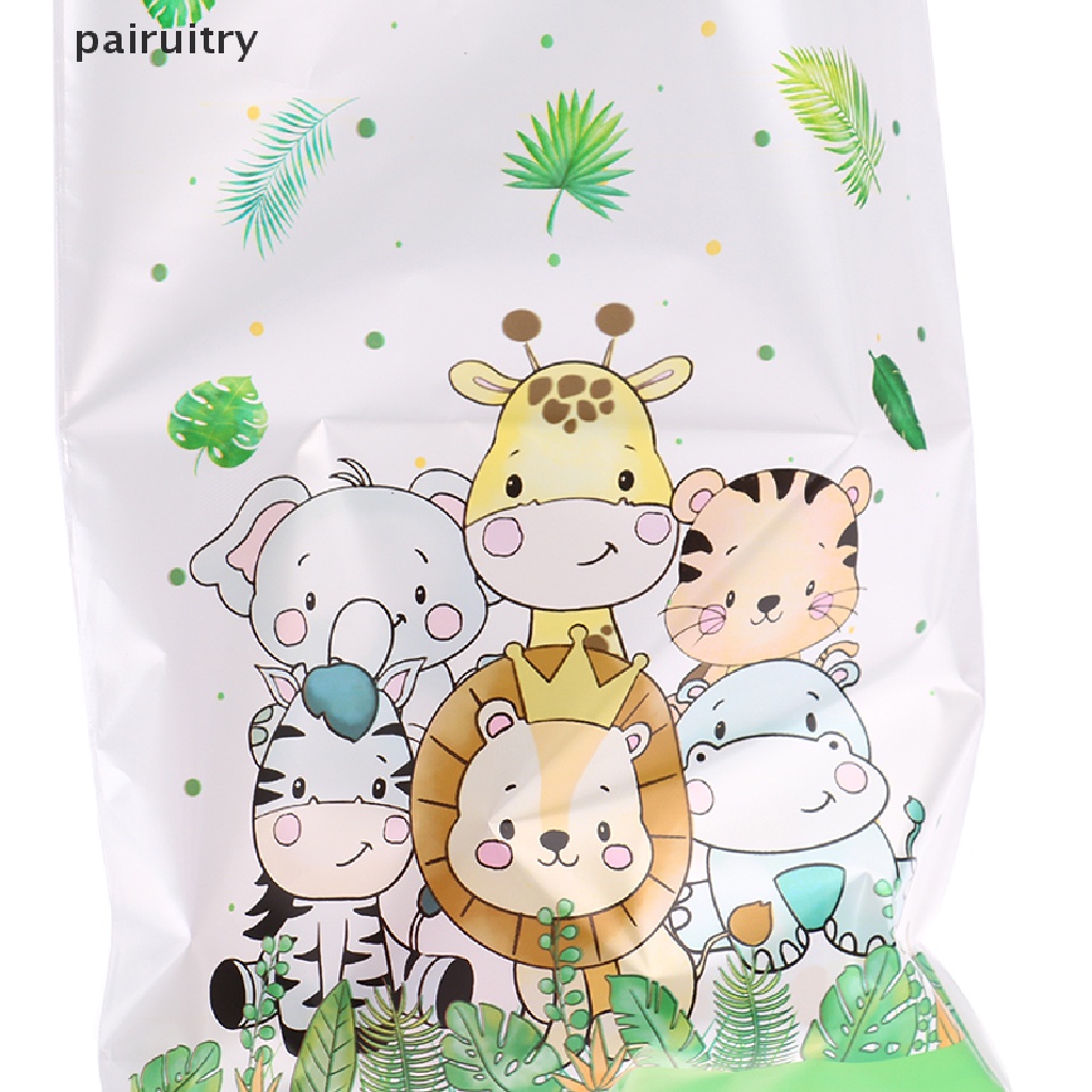 Prt 10Pcs Tas Hadiah Permen Tema Jungle Safari Zoo Tas Kemasan Pesta Ulang Tahun PRT