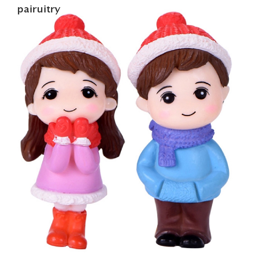 Prt 2pcs/set Boneka Pecinta Mini Model Angka Patung Taman Peri Pemandangan Mikro PRT