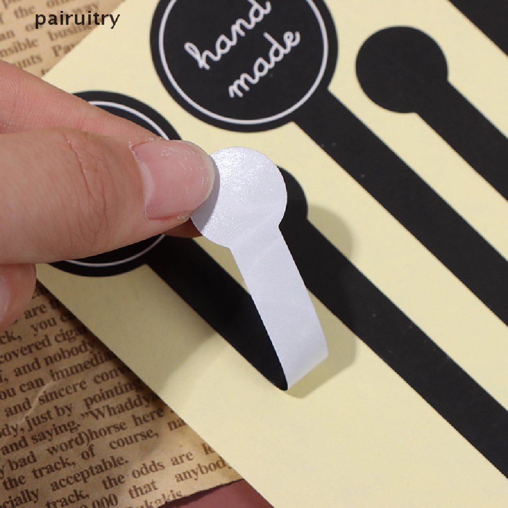 Prt 100PCS Perekat Model Panjang Handmade Kemasan Kue Sealing Label Kraft Stiker PRT