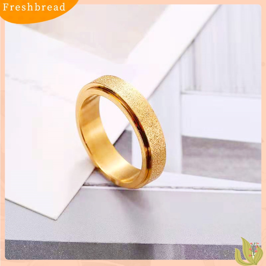 &lt; Freshbread &gt; Spinner Cincin Unisex Populer Penghilang Stress Sand Blast Finish Anti-Kecemasan Gelisah Ring Band Untuk Gaun Harian