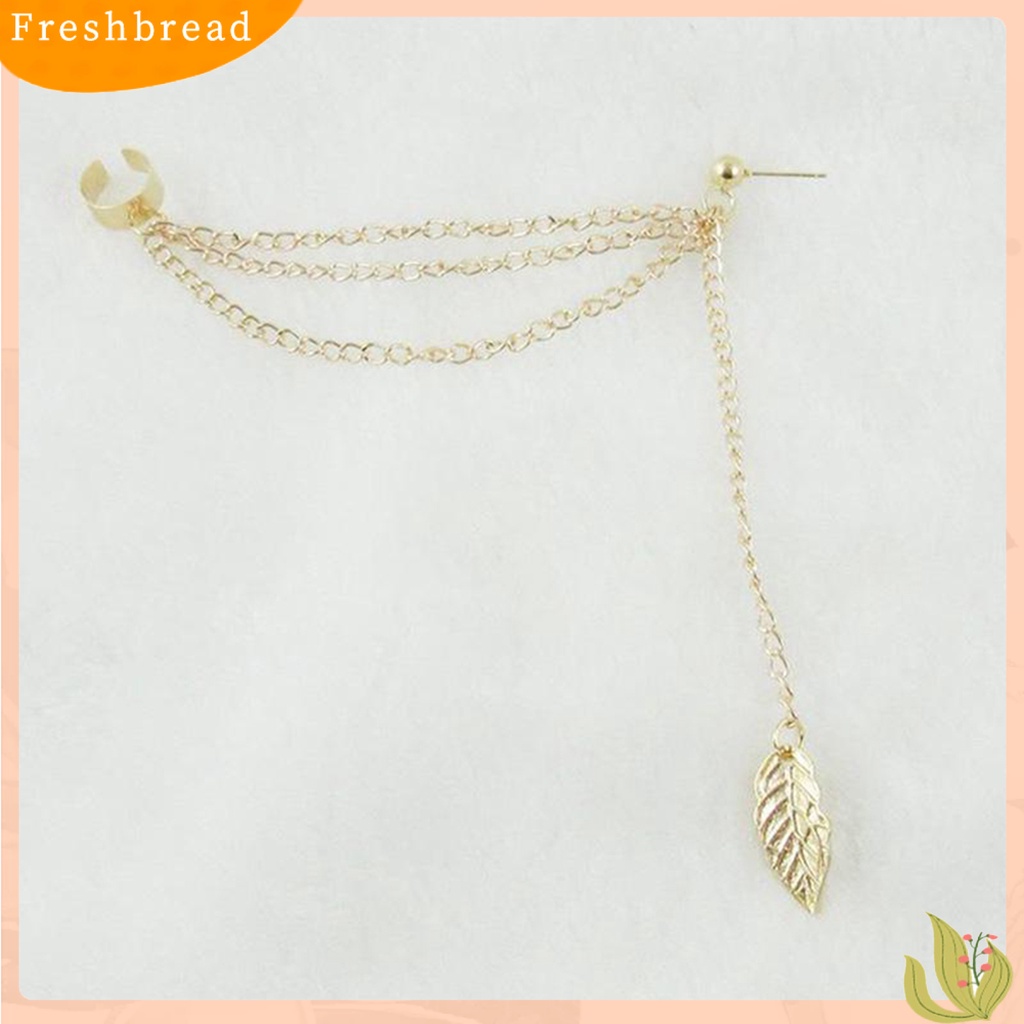 &lt; Freshbread &gt; Anting Fashion Rantai Logam Bentuk Daun Anting Menjuntai Perempuan