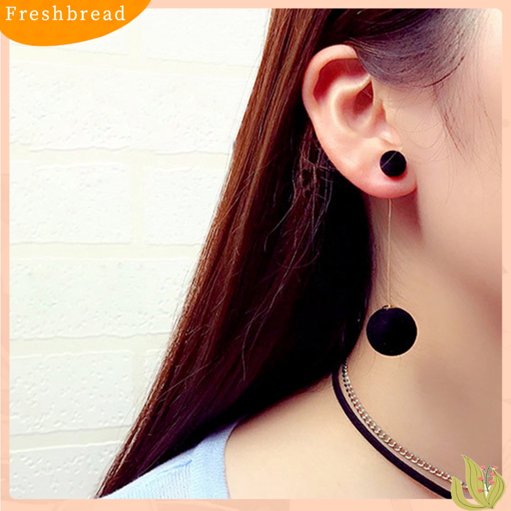 < Freshbread > Rantai Elegan Bola Bulu Panjang Menjuntai Anting Wanita Eardrop Earrings Perhiasan Hadiah
