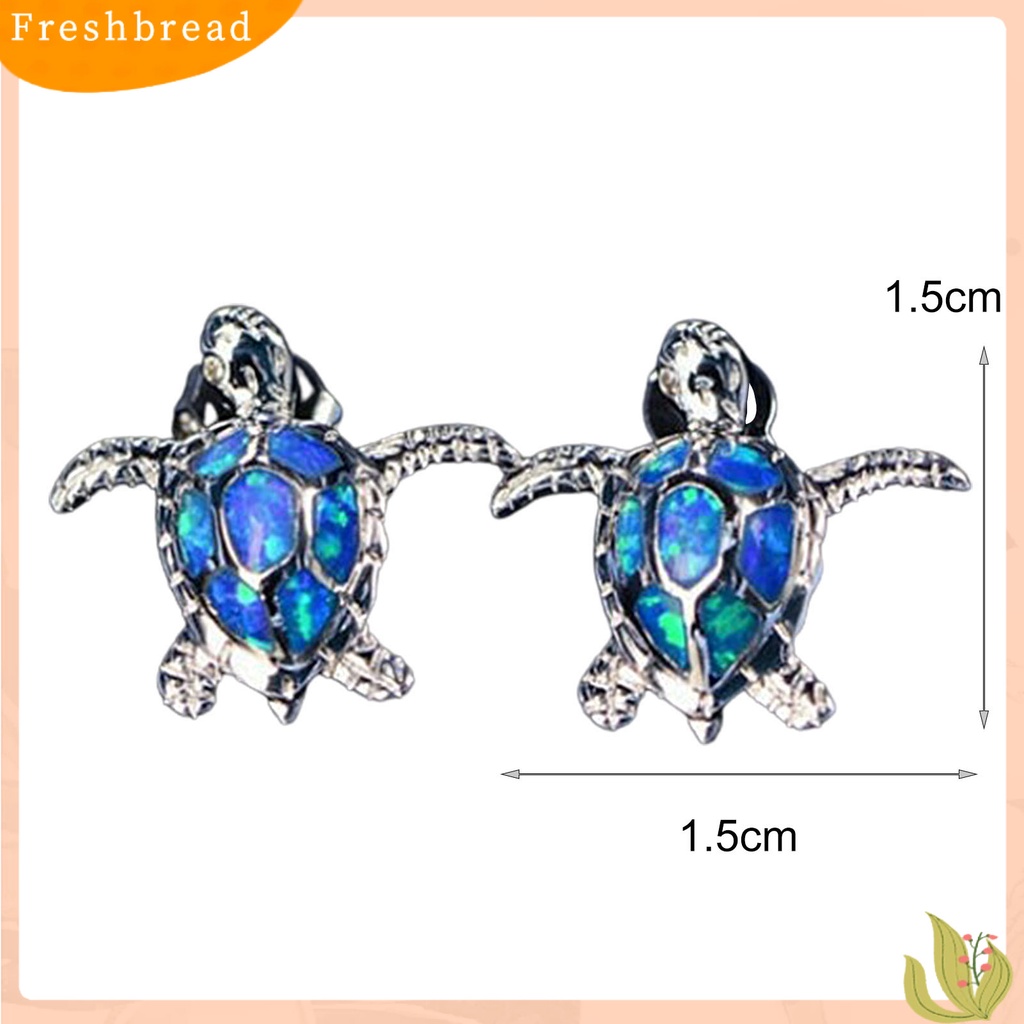 &lt; Freshbread &gt; 1pasang Bertatahkan Permata Imitasi Wanita Anting Pesona Hadiah Lucu Penyu Laut Stud Earrings Perhiasan Aksesori