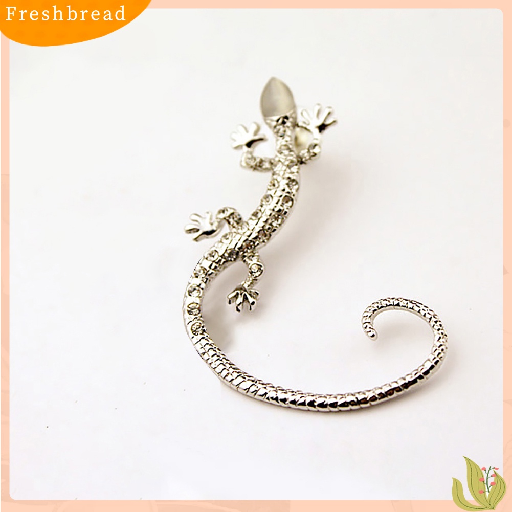 &lt; Freshbread &gt; Wanita Fashion Gothic Punk Berlian Imitasi Tokek Cicak Telinga Manset Stud Klip Anting