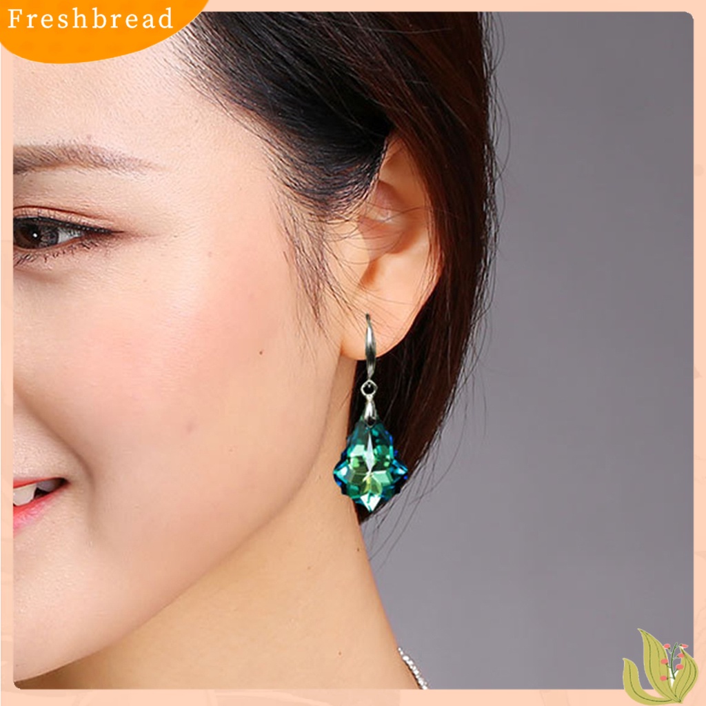< Freshbread > 1pasang Anting Menjuntai Nyaman Dipakai Kait Telinga Wanita Kristal Imitasi Tahan Aus Untuk Perjamuan