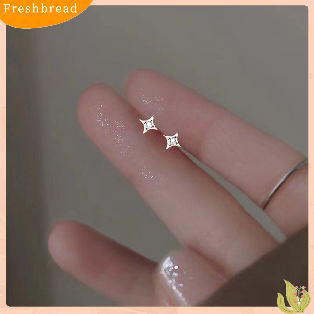 &lt; Freshbread &gt; 1pasang Wanita Ear Studs Bentuk Pentagram Pengerjaan Halus Semua Pertandingan Shiny Gaya Sederhana Canggih Petite Star Earrings Aksesoris Populer