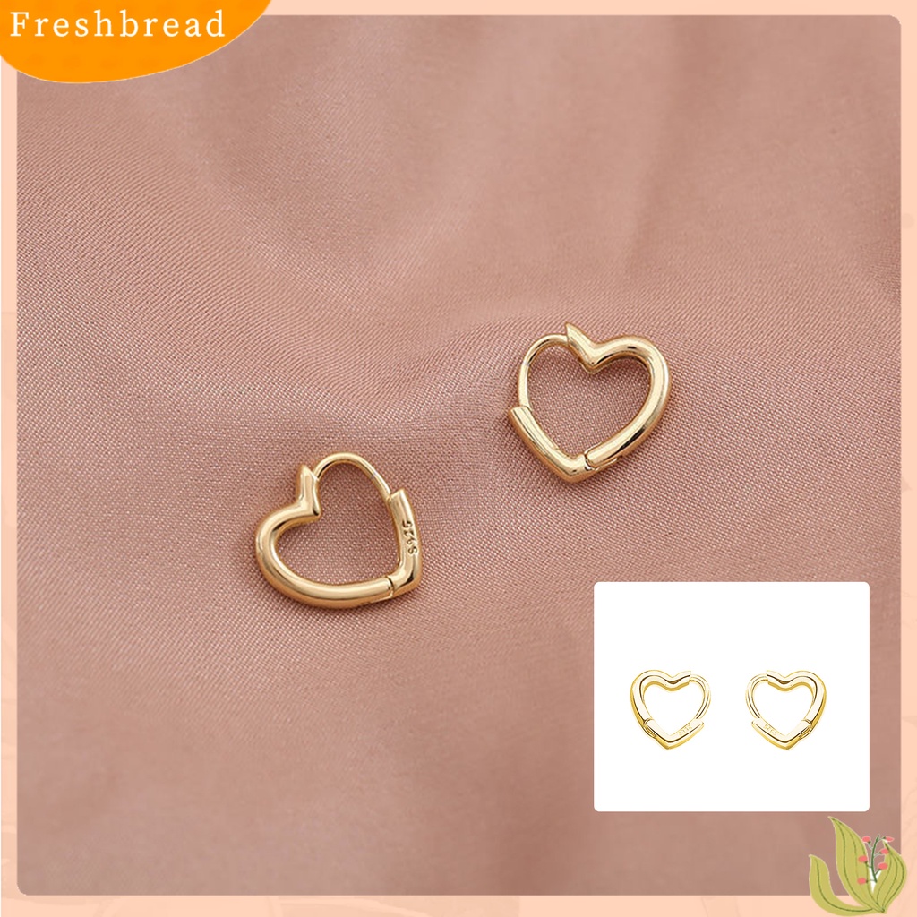 &lt; Freshbread &gt; Anting Bentuk Hati Dekorasi Full Luster Warna Silver Anting Tusuk Kecil Simple Untuk Pesta