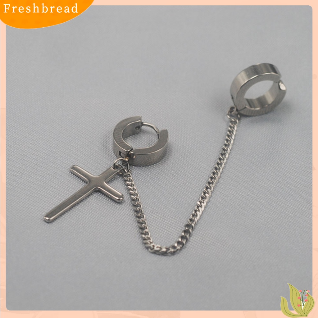 &lt; Freshbread &gt; 1Pc Punk Anting Indah Telinga Dekorasi Vintage Rantai Keren Perhiasan Pria Salib Manset Anting-Anting Perhiasan Fashion