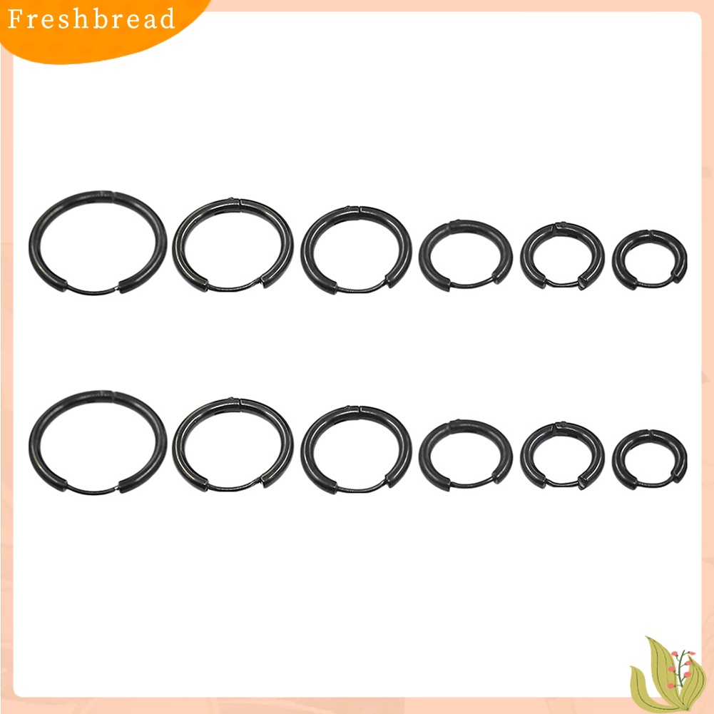 &lt; Freshbread &gt; 1pasang Stainless Steel Fashion Punk Unisex Ear Hoop Circle Earrings Perhiasan Hadiah