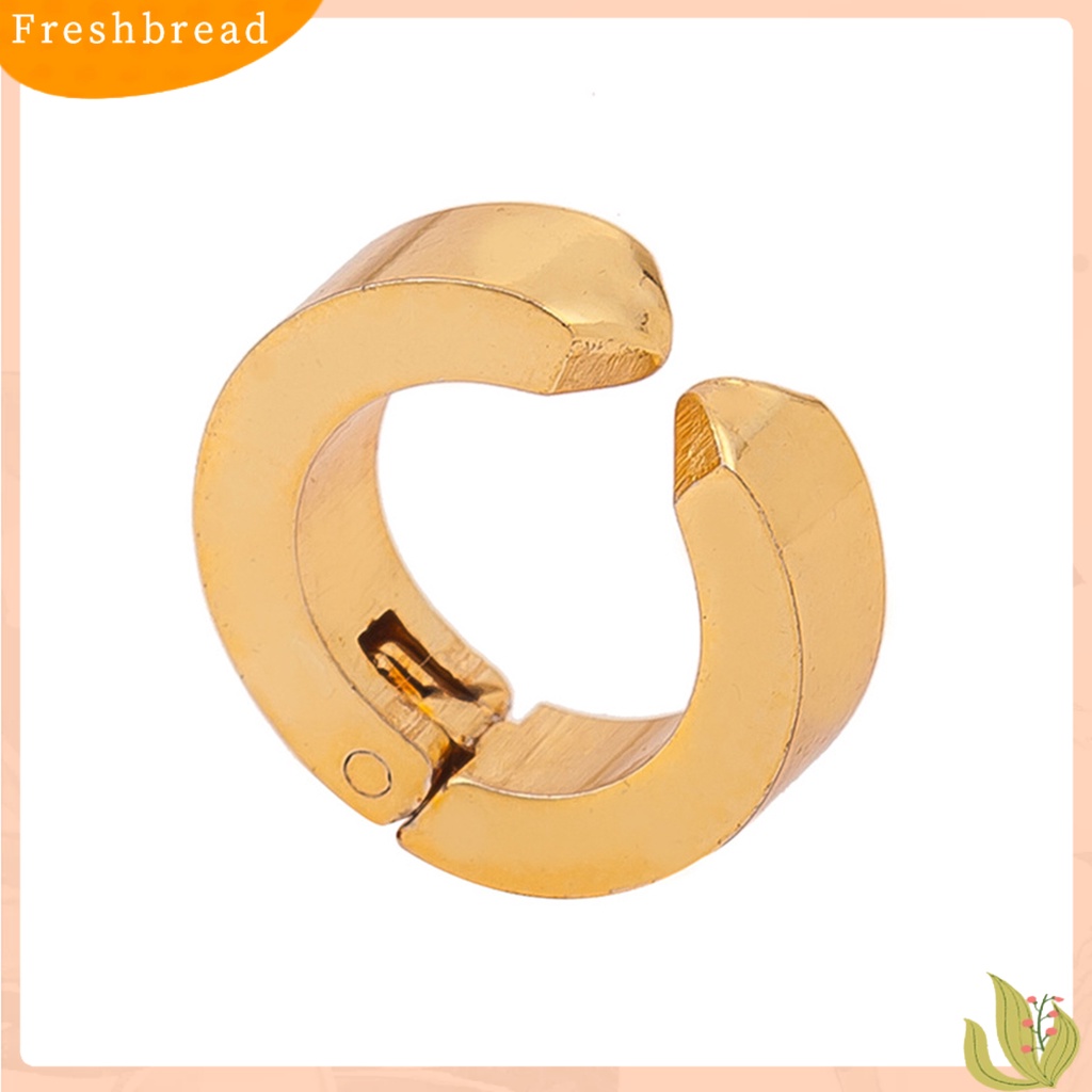 &lt; Freshbread &gt; 1pc Anting Klip Gaya Korea Warna Solid Anti Karat Punk Tahan Lama Hias Lingkaran Bulat Anti-Alergi Tanpa Tindik Lady Huggie Earrings Hadiah