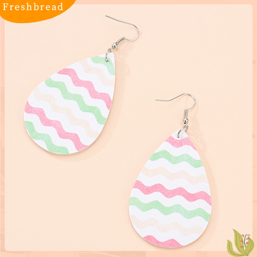 &lt; Freshbread &gt; Fashion Wanita Kulit Imitasi Logam Bentuk Tetesan Air Anting Hadiah Eardrops Menjuntair