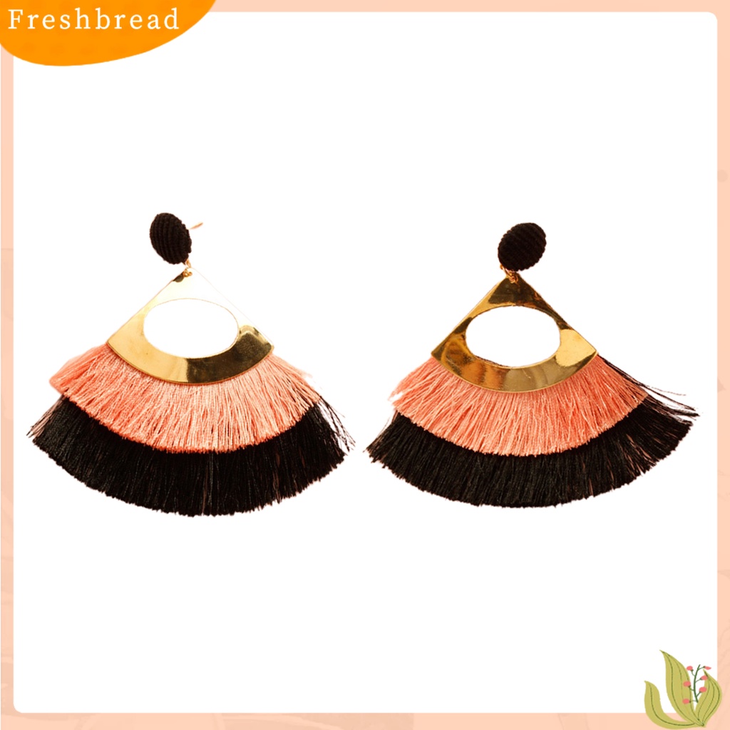 &lt; Freshbread &gt; 1pasang Perhiasan Anting Hias Bohemian Bergigi Rumbai Drop Earrings Untuk Kehidupan Sehari-Hari