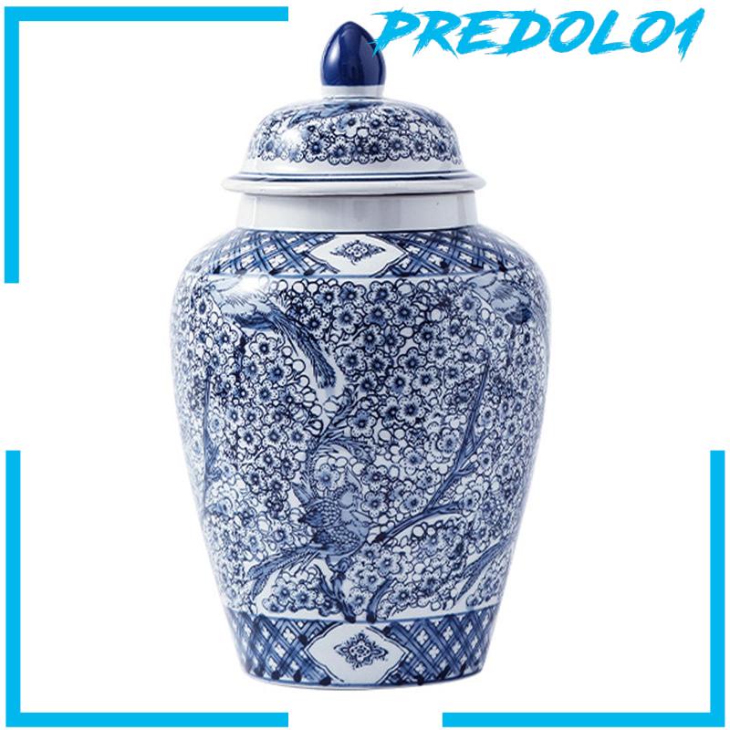 [Predolo1] Toples Jahe Porcelain Pot Rangkaian Bunga Glossy Dengan Tutup Untuk Hadiah Dekor