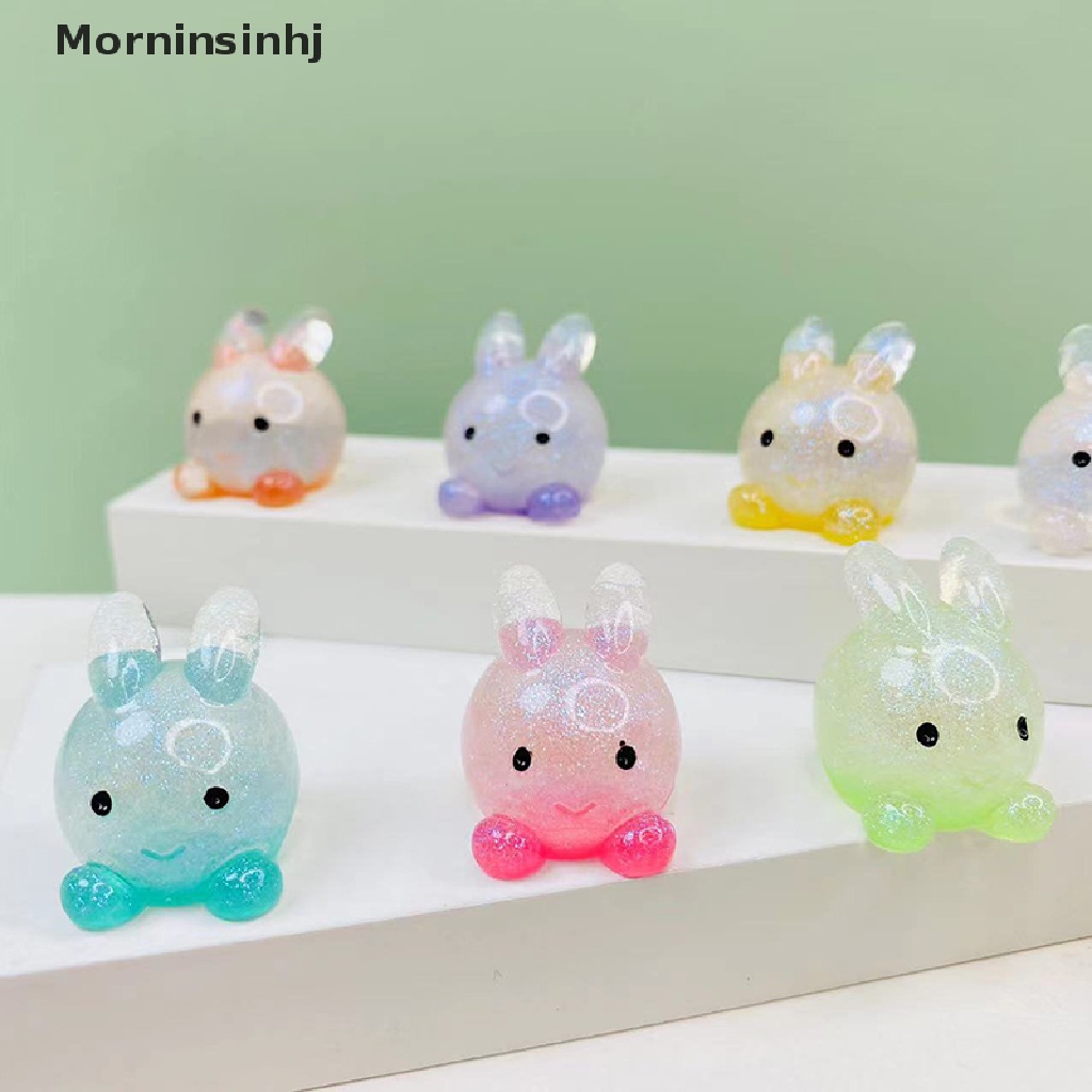 Mornin 5PC Luminous Mini Kartun Resin Kelinci Mainan Dekorasi Taman Rumah Resin Aksesoris Untuk Perhiasan Bahan Crafg Ch id