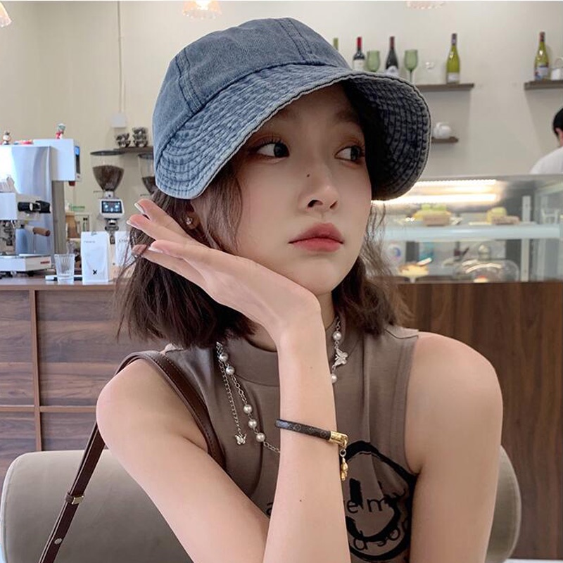 Korea Vintage Koboi fisherman Topi Untuk Wanita Kasual Serbaguna fashion Topi bucket Musim Panas Di Luar Ruangan Olahraga Kerai cap