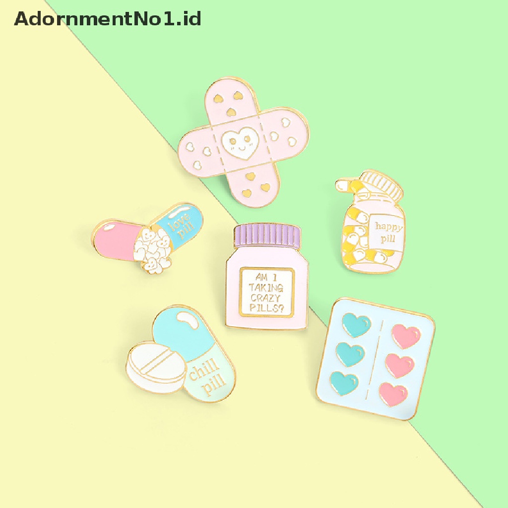 [AdornmentNo1] Kartun Perlengkapan Bros Kreatif Lucu Cinta Band-Aid Pil Botol Obat Enamel Pin Kerah Lencana Ransel Baju Kartun Perhiasan Hadiah [ID]