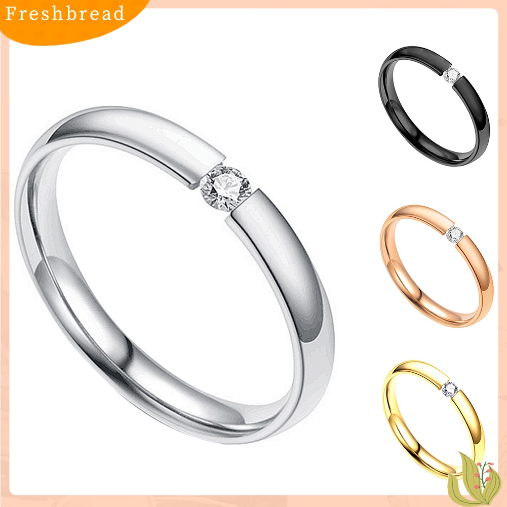 {In Stock} Unisex Fashion Cubic Zirconia Stainless Steel Pasangan Jari Pernikahan Cincin Perhiasan