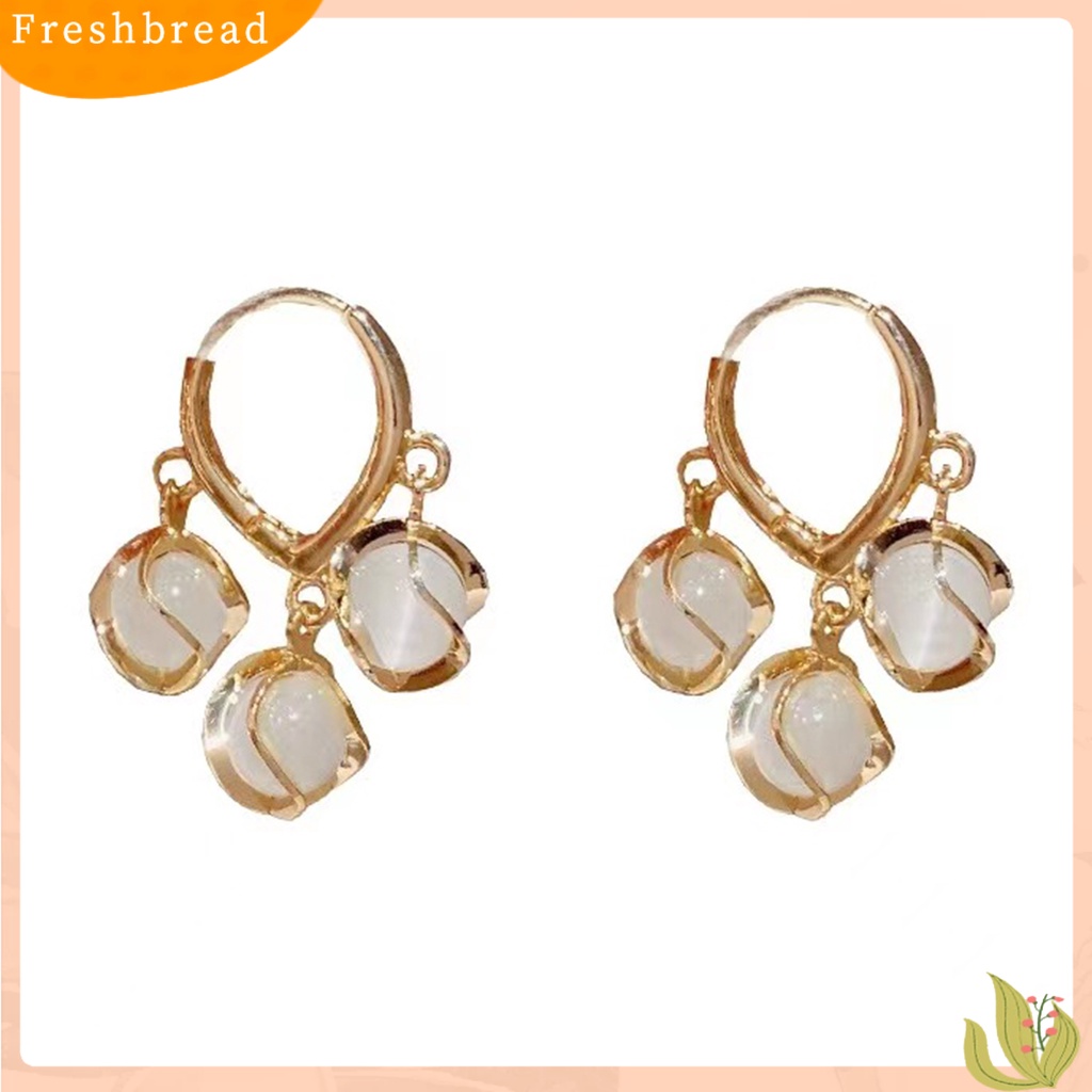 {In Stock} 1pasang Anting Hoop Tepi Halus High-end Tembaga Tembus Opal Anti-Radangan Menjuntai Anting-Anting Hadiah Pernikahan