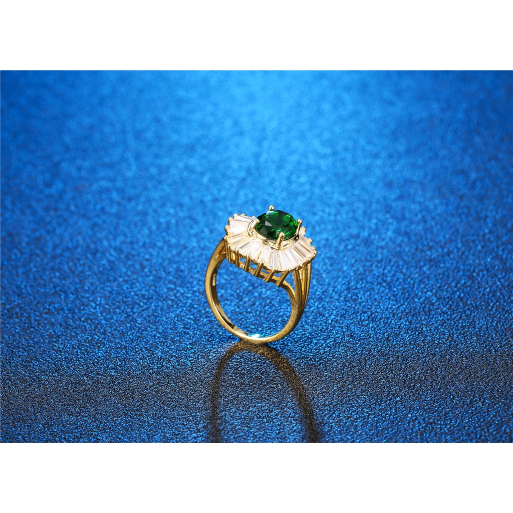 Goldkingdom Aksesoris Perhiasan Fashion Ready Stock Perhiasan Kreatif Zamrud Zirkon Cincin Perhiasan Wanita