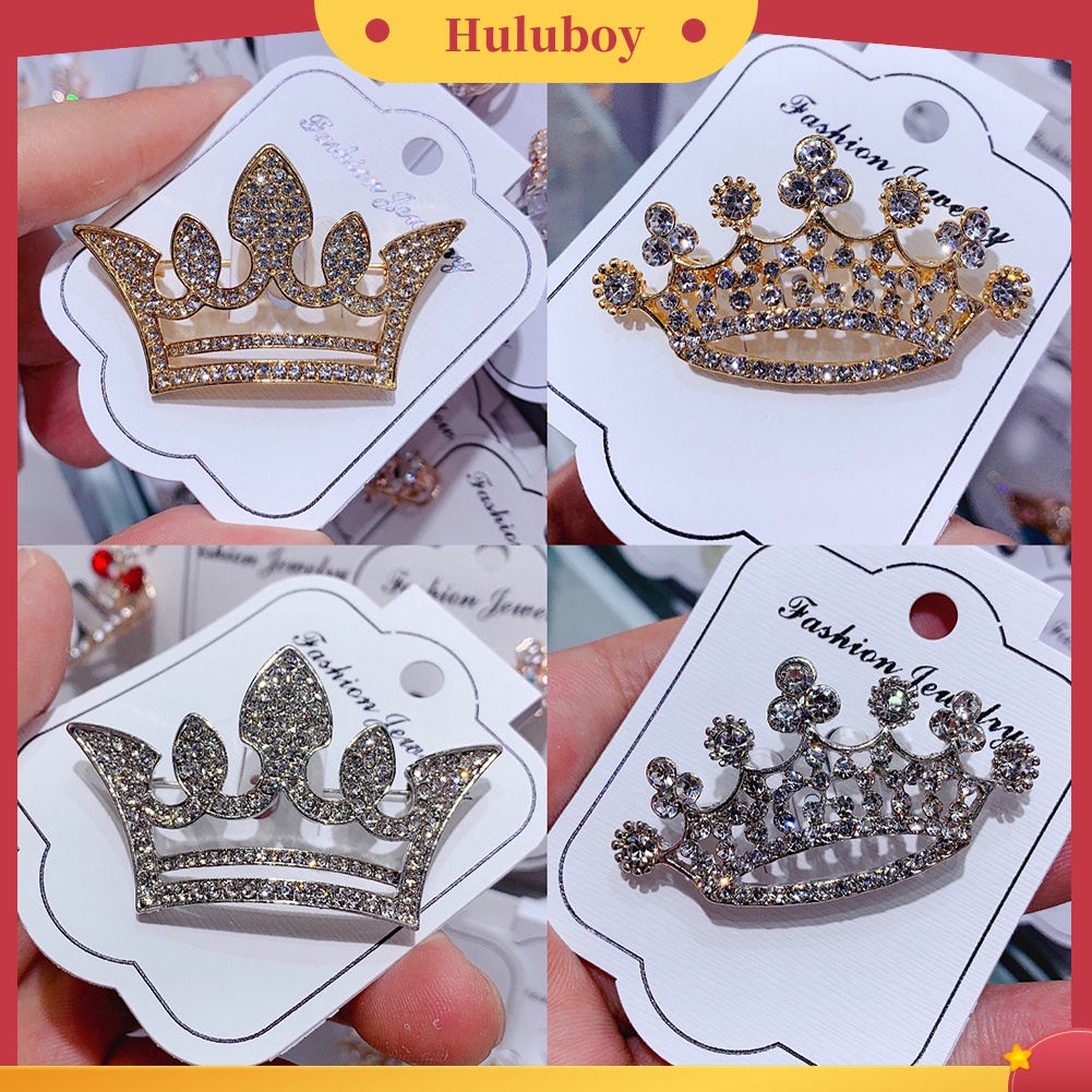 {Ready Stock} Mahkota Bentuk Berlian Imitasi Mutiara Imitasi Lapel Bros Pin Jas Kerah Lencana Perhiasan