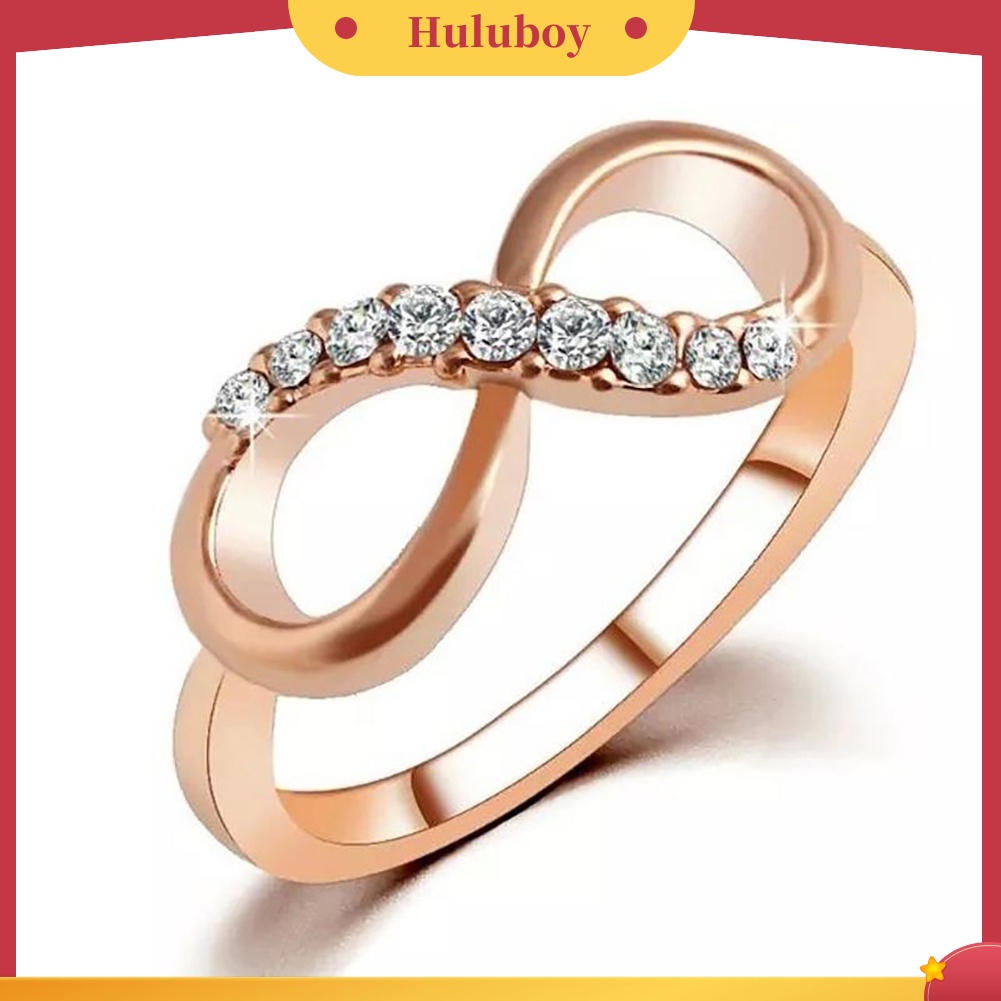 {Ready Stock} Mewah8 Infinity Zirkon Bertatahkan Cincin Pernikahan Pesta Malam Wanita Jari Perhiasan