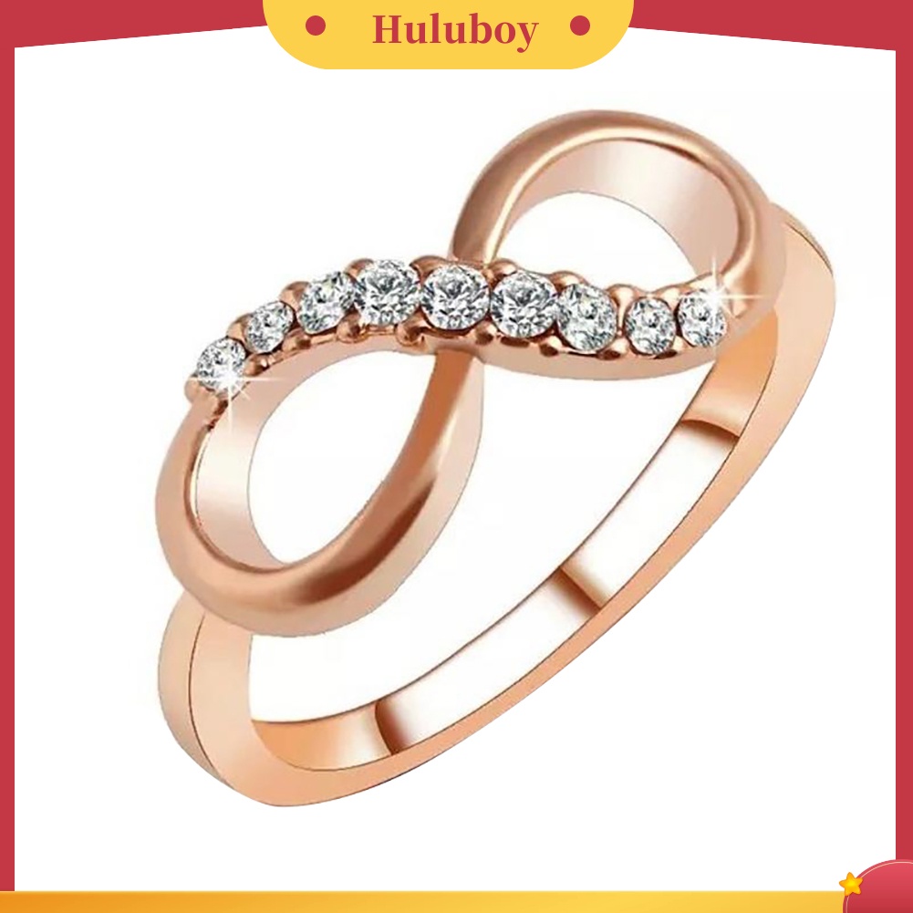 {Ready Stock} Mewah8 Infinity Zirkon Bertatahkan Cincin Pernikahan Pesta Malam Wanita Jari Perhiasan