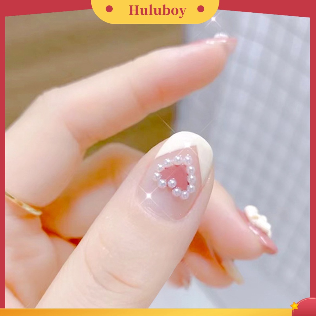 {In Stock} 50Pcs/Set Nail Art Rhinestones Gaya Perancis Efek 3D Geometris Datar Belakang Cinta Hati Bentuk Bunga Mutiara Imitasi Manikur Ornamen Untuk Nail Art Belajar