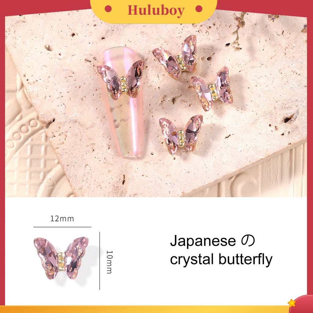 {In Stock} 10Pcs Nail Art Decor Bersinar Tiga Dimensi Gloss Tidak Luntur DIY Kristal Imitasi Manicure Craft Butterfly Nail Charm Nail Salon Supply