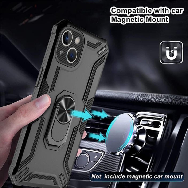 IPHONE Casing Ponsel Armor Heavy Duty Untuk Iphone14 13 12 Pro Max 360derajat Rotate Kickstand Magnetic Shockproof Metal Ring Cover Untuk Iphone11