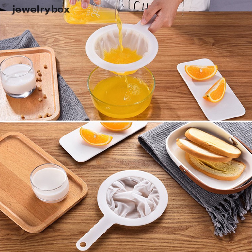 [jewelrybox] Reusable Nylon Ultra Fine Filter Mesh Strainer Sendok Saringan Susu Kedelai Jus Kopi Penyaring Makanan Dapur Colander Boutique