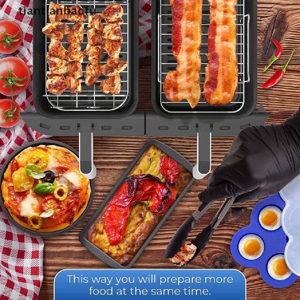 [tiantianbaofu] Air Fryer Rack Double Basket Air Fryers Stainless Steel Grill Holder Air Fryer Aksesoris Rak Masak Rak Roti Bakar Untuk Butik Oven