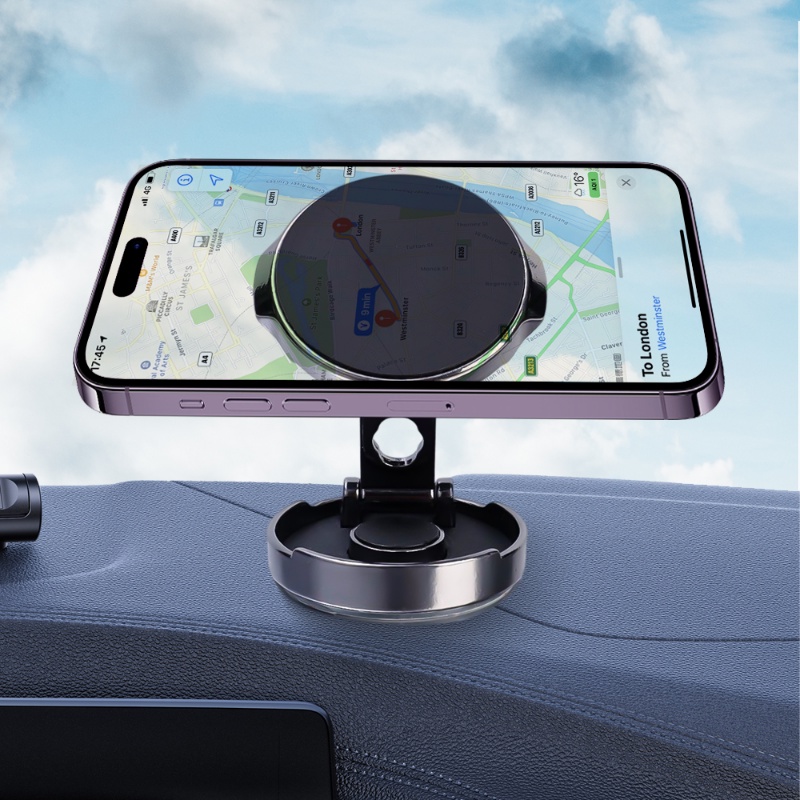 Stand Holder Smartphone Bulat ABS Yang Dipasang Di Mobil Dapat Dilipat/Braket GPS Konsol Tengah Mobil Yang Dapat Disesuaikan Berputar Kreatif