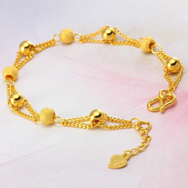 Goldkingdom Aksesoris Perhiasan Fashion Ready Stock Gelang Lapis Emas Kuning, Gelang Manik-Manik Fashion, Gelang Emas Euro, Aksesoris Pernikahan