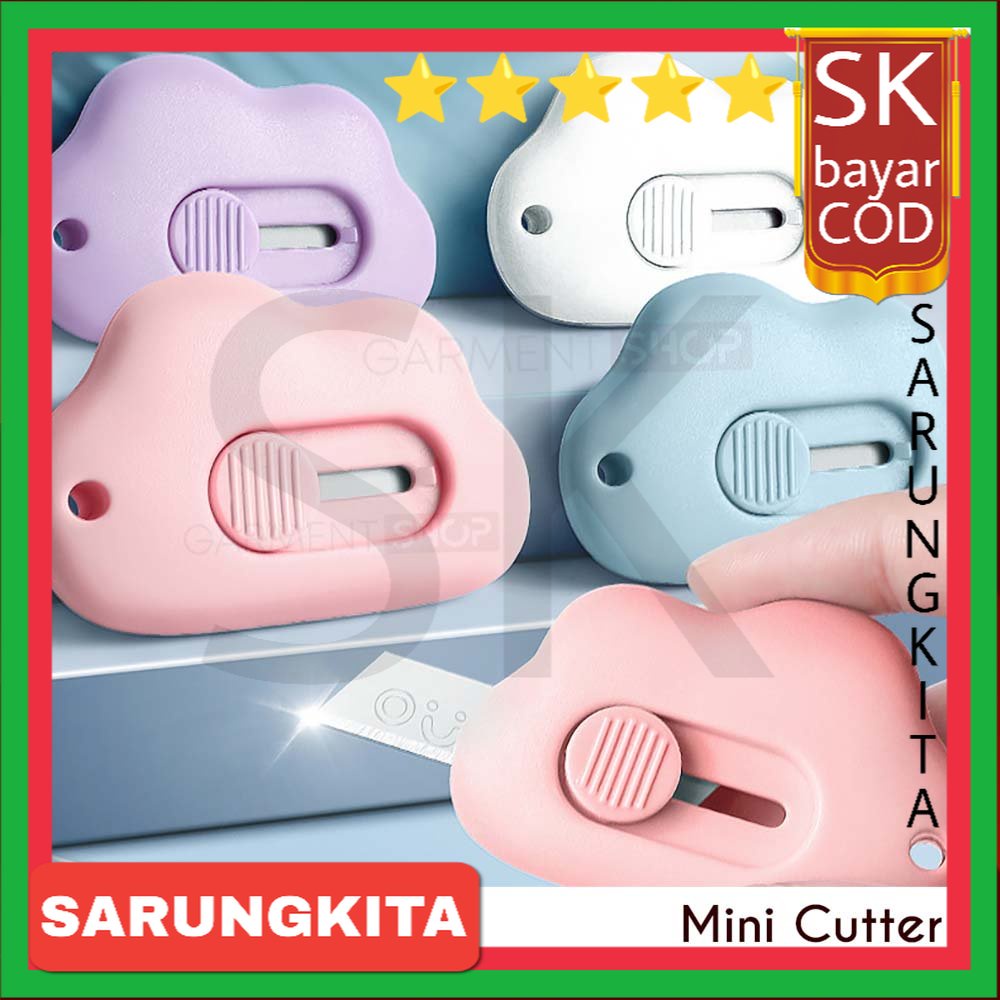 

Cutter Mini Lucu Model Awan Pembuka Paket Estetik Pisau Silet Portable Pemotong Solasi Lakban Kertas Warna Warni SARUNGKITA