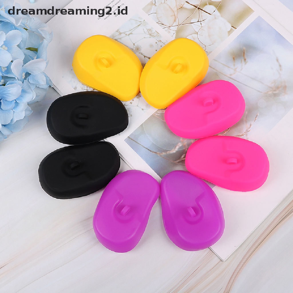 (hot) 2pcs Reusable silicone ear cover Rambut salon Pewarna Warna Perisai Pelindung Penutup Telinga//