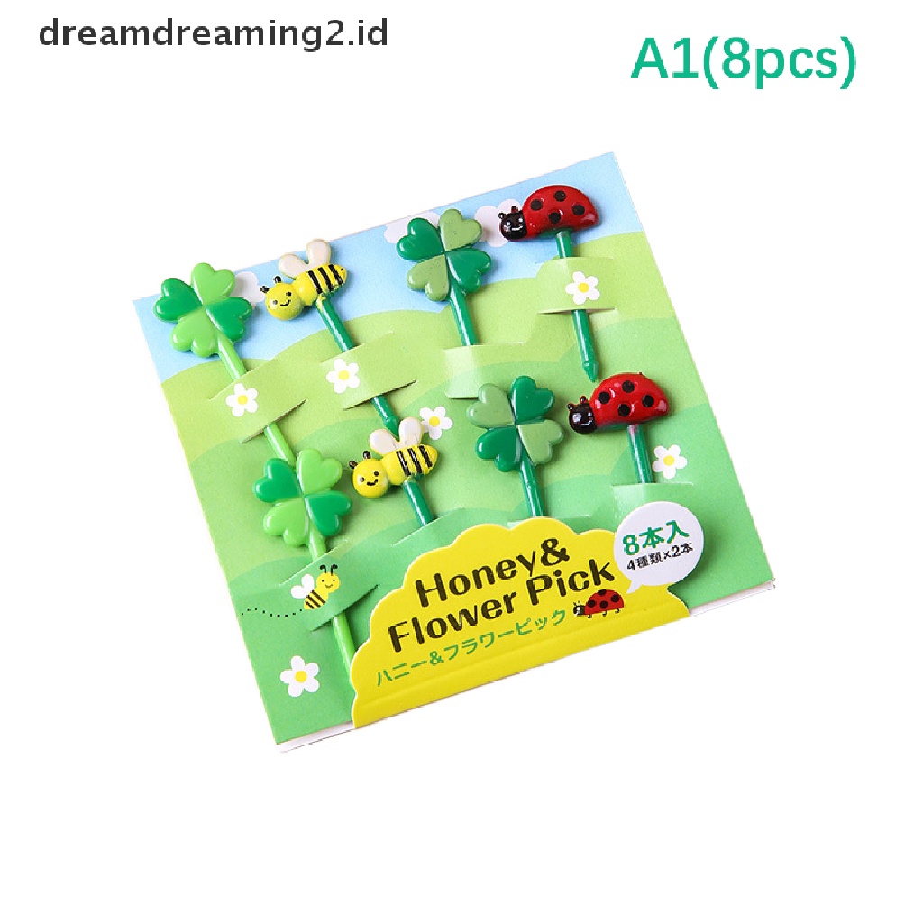 (hot) 8/12pcs Garpu Buah Mini Kartun Snack Dessert Kue Dekorasi Hewan Food Picks//