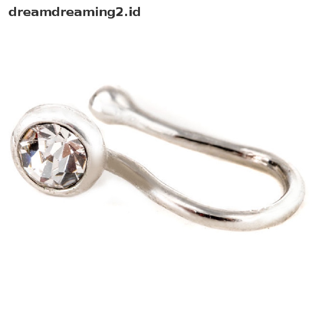 (hot) Tanpa Tindik Stainless Steel Kristal Telinga Bibir Hoop Cincin Hidung Klip Wanita Perhiasan//