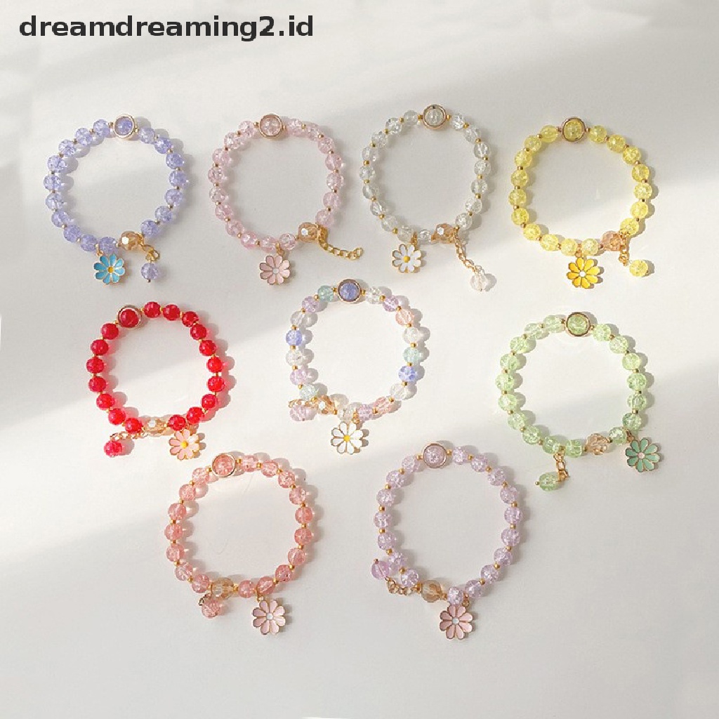 (hot) Korean Crystal Bracelet Pink Cute Girly Bracelet Daisy Gelang Tangan Perempuan Gelang Wanita Aksesoris Fashion//