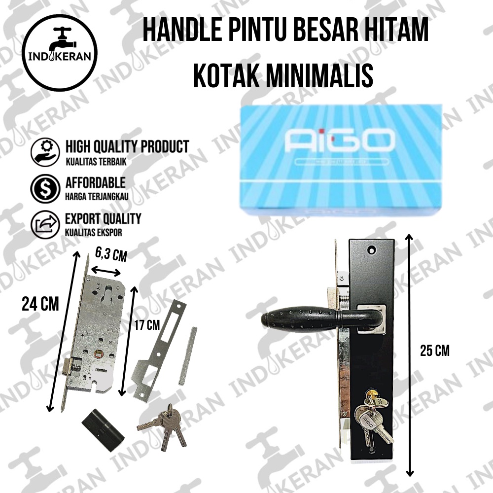 INDOKERAN - Handle Pintu Hitam Kotak Minimalis - Besar