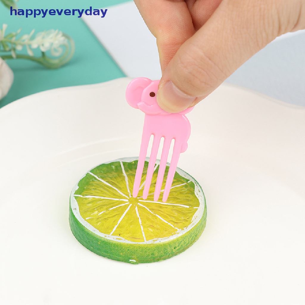 [happy] 10pcs Mini Animal FarmKids Garpu Buah Kartun Snack Kue Dessert Makanan Tusuk Gigi [ID]