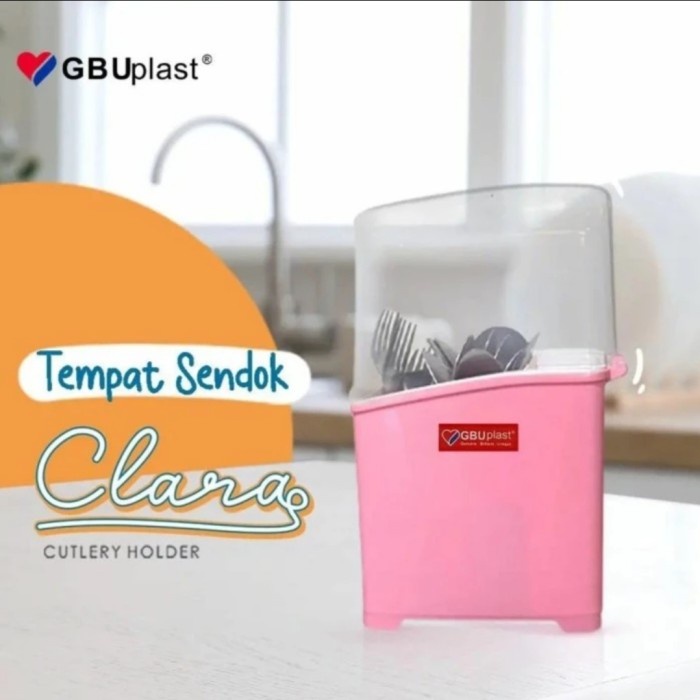 Tempat Wadah Sendok Garpu 3 Sekat +Tutup Bening CLARA GBU PLAST