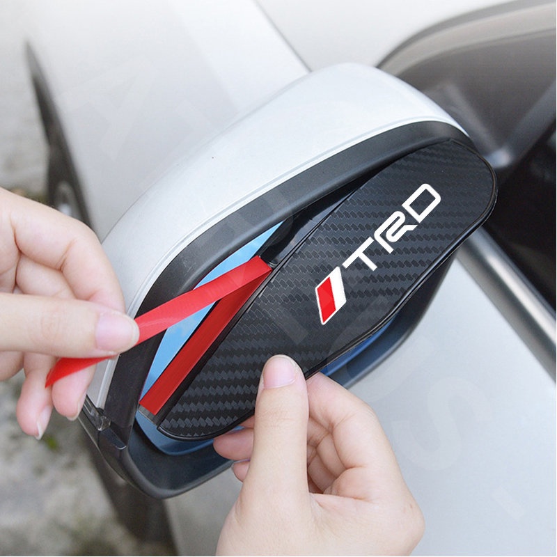 2pcs TRD Serat Karbon Kaca Spion Mobil Alis Hujan Rainproof Cover Untuk Toyota Avanza Rush Kijiang Innova Razie Yaris Wish Corolla Cross