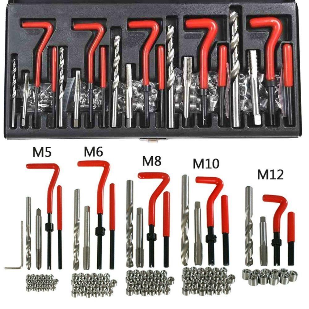 Populer 131Pcs Alat Perbaikan Benang Baru M5 M6 M8 M10 M12 HSS Drill Insert Instalasi Kit