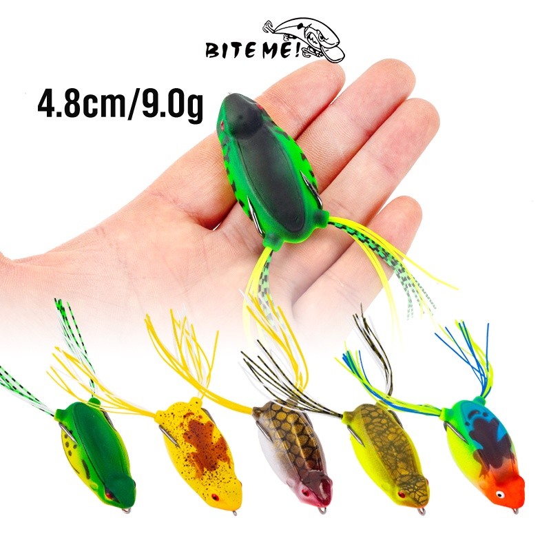 1pcs Soft Frog Lure 4.8cm/9.0g Ray Frog Floating Toman Swimbait 3D Eyes Snakehead Umpan Pancing Ikan Topwater Umpan Casting Dengan Kait Ganda