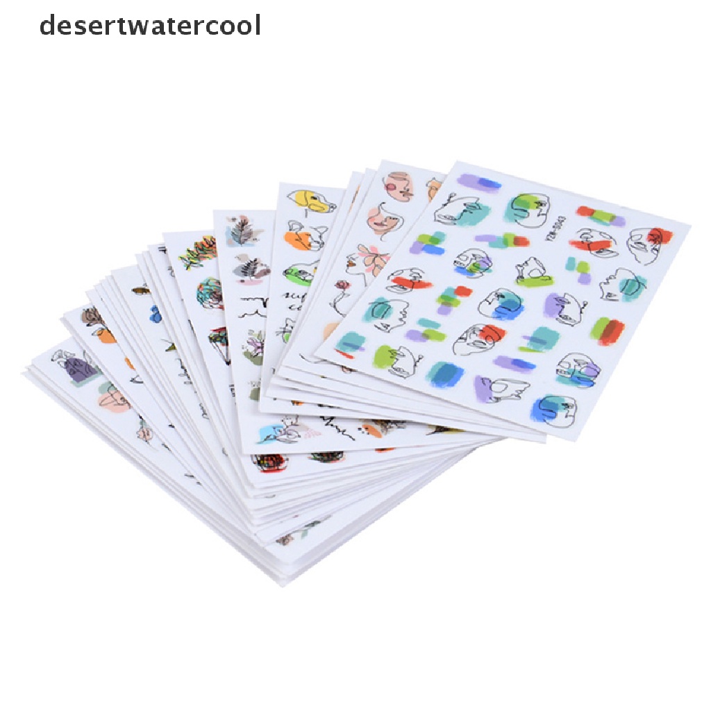 Deid 2021baru Stiker Kuku Desain Wajah Sederhana Manicure Slider Air Decal Dekorasi Martijn